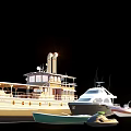 Luxury Yacht Scene Featuring Large Vessel Jet Ski And Small Boats Design