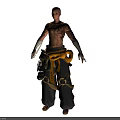 A Bald Man With Torso Tattoos Yellow Belt Black Pants And Wrist Wraps