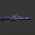 Futuristic Purple Spaceship With Glowing Blue Details And Streamlined Design For Cosmic Exploration