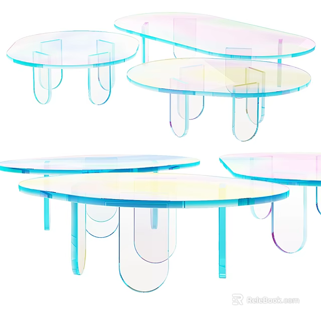 Modern Transparent Coffee Table with Colorful Sleek Design and Contemporary Structure 3d model 