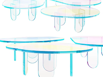 Modern Transparent Coffee Table with Colorful Sleek Design and Contemporary Structure 3d model
