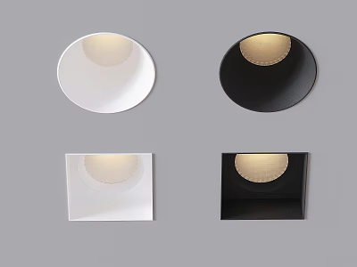 White and Black Round and Square Downlights Modern Illuminating Lighting Fixtures 3d model
