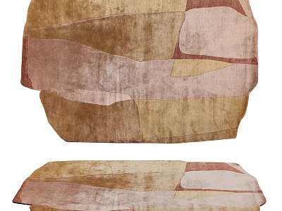 Stylish Abstract Geometric Carpet With Brown Beige Pink Tones For Home Decor 3d model