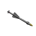 Military Missile Weapon Design With Aerodynamic Body Yellow Warhead And Stabilizing Fins