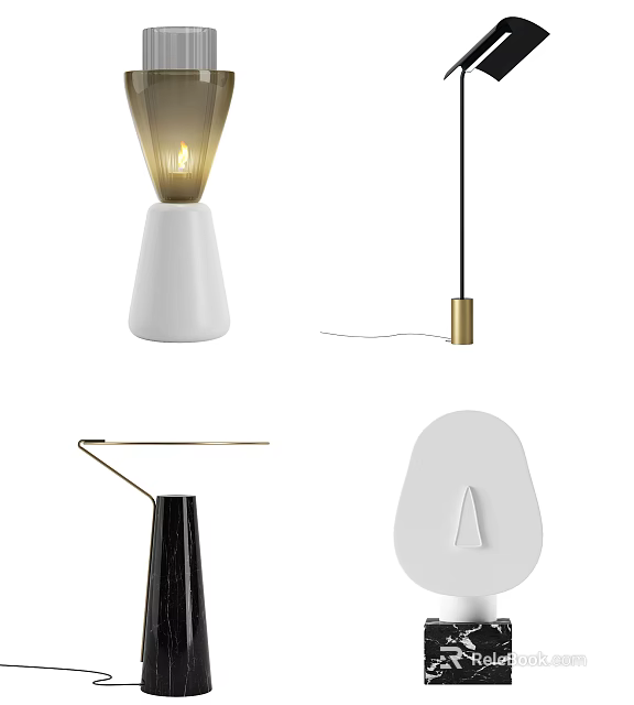 Modern Stylish Table Lamps Featuring Various Designs And Different Shapes 3d model