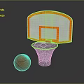 Basketball Gym Interior Featuring White Backboard With Orange Rim And Red Basketball Near Net
