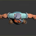 3D Cartoon Character With Red Beard Blue Polo Shirt Red Arm Marks And Cap