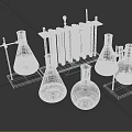 Laboratory Glassware Setup With Beakers Test Tubes And Potted Plants 3d model