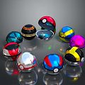 Colorful Spherical Objects With Various Designs Arranged In Circle And Metallic Reflective Surfaces