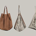 Three Stylish Hanging Bags in Brown and Beige with Text Print on Wall