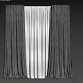 Dark Green Pleated Curtains With White Sheer Layer And Top Valance Design