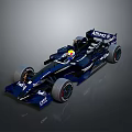 Dark Blue Williams Formula 1 Car with Driver Helmet and Rexona AT&T Logos