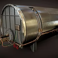 Industrial Steel Pressure Vessel With Pipes Valves And Mechanical Components