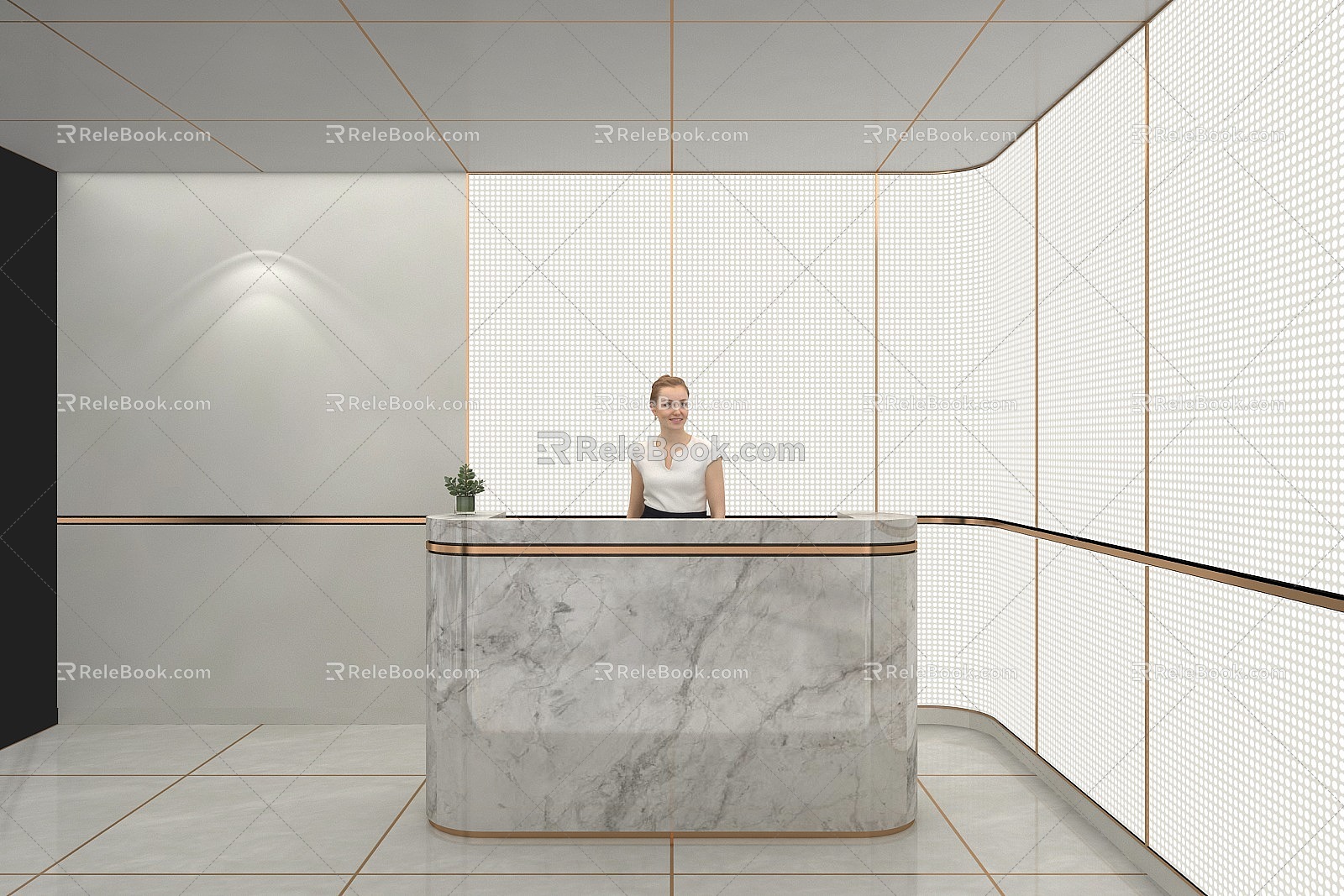 Light Luxury Front Desk 3d model