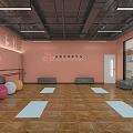Fitness Studio With Yoga Mats Fitness Balls Barres Mirrors And Dance Decor On Wooden Floor