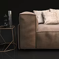 Elegant Modern Sofa and Coffee Table Set With Ottoman Marble Top Metal Frame and Pillows 3d model