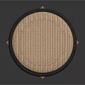 Round Striped Cushion Stool With Black Trim And Brown Wooden Legs
