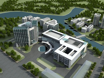 modern hospital building 3d model