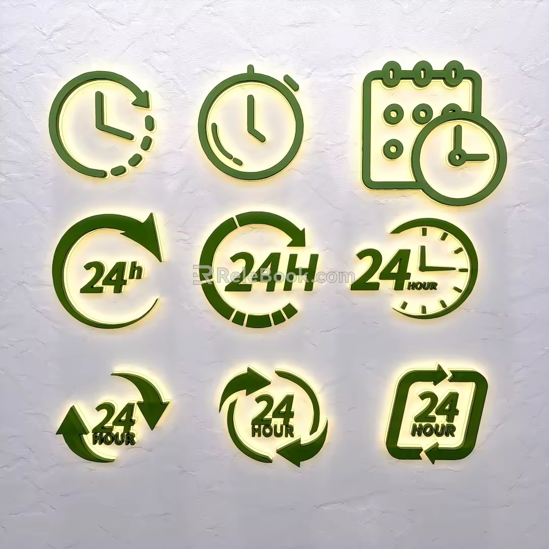 Time mark timer clock time scale 24 hours 24 hours 3d model