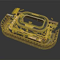 Car Mechanical Structure 3D Model With Engine Components Pipes And Frame