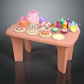 Colorful Birthday Party Food Spread With Cake Cookies Pizza And Drinks