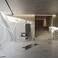 Modern Living Room Interior With Natural Light Glass Railings And Circular Decorative Ball