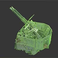 Vintage Dual Barrel Military Weapon With Rusty Metal Structure And Artillery Design