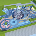 Children's Play Area With Circular Climbing Structures Slides Colorful Flooring And Safe Lawn Design