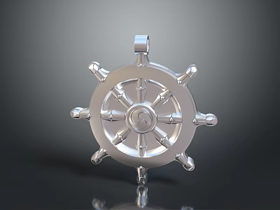 Silver Ship Wheel Pendant Shiny Fashion Accessory For Clothing Outfits 3d model