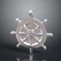 Silver Ship Wheel Pendant Shiny Fashion Accessory For Clothing Outfits