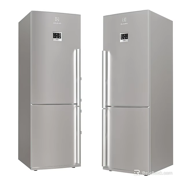 Modern Stainless Steel Refrigerator Freezer With Double Door Design And Smart 3d model 