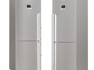 Modern Stainless Steel Refrigerator Freezer With Double Door Design And Smart 3d model