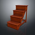 Solid Wood Four Step Stool With Smooth Surface And Stable Structure 3d model
