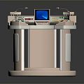 Sleek Circular Control Console With Digital Screen Control Buttons And Smooth Countertop