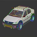 White SUV Style Vehicle with Roof Rack LED Lights and Front Red Accent Bumper