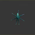 Turquoise Octopus 3D Model With Big Eyes Long Tentacles And Reflection On Smooth Surface 3d model