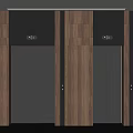 Modern Elevator Doors With Wooden And Gray Panel Design For Buildings 3d model