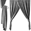 Soft Gray Velvet Curtains With Elegant Pleated Design And Decorative Tiebacks