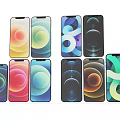 Various Colored Mobile Phones With Circular Patterns And Number 8 On Screens