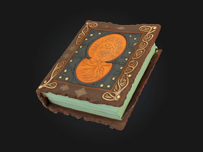 Vintage Book With Ornate Cover Design Orange Circular Emblem And Gold Accents 3d model