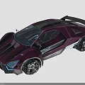 Futuristic Purple Supercar With Geometric Design Rear Spoiler Large Wheels And Blue Accent Lights