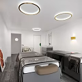 Modern Beauty Salon Interior With Gray Walls Gold Chairs White Tables And Nail Polish Displays