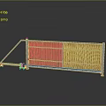 Metal Frame Gate Structure With Wooden Panels And Support Bracket For Outdoor Entrance