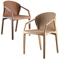 Two Modern Dining Chairs With Armrests Brown And Beige Plastic Design 3d model