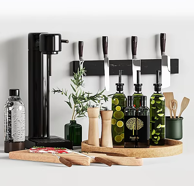 Modern Kitchen Supplies Kitchen Ornaments Kitchen Kitchenware Knives Bottle 3d model