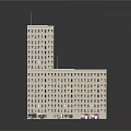 Modern L shaped High Rise Building Model With Exterior Windows And Architectural Design Details