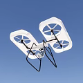 White Drone With Four Propellers Flying In Clear Blue Sky 3d model