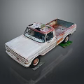 Old Rusty Pickup Truck With Worn White Body Rusted Roof And Vintage Design