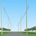 Electric pole high voltage line 3d model