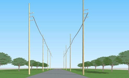 Electric pole high voltage line 3d model